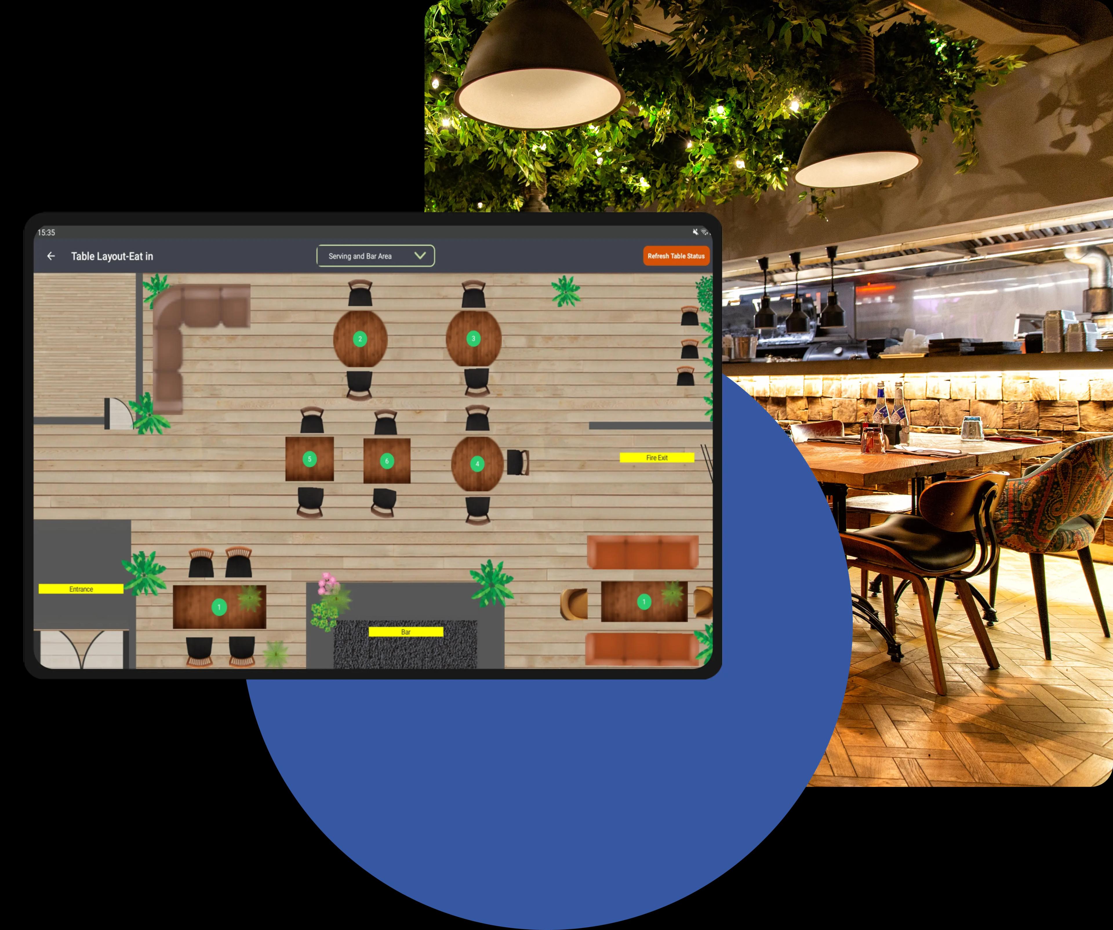 Grafterr ePOS system on countertop in a Restaurant setting