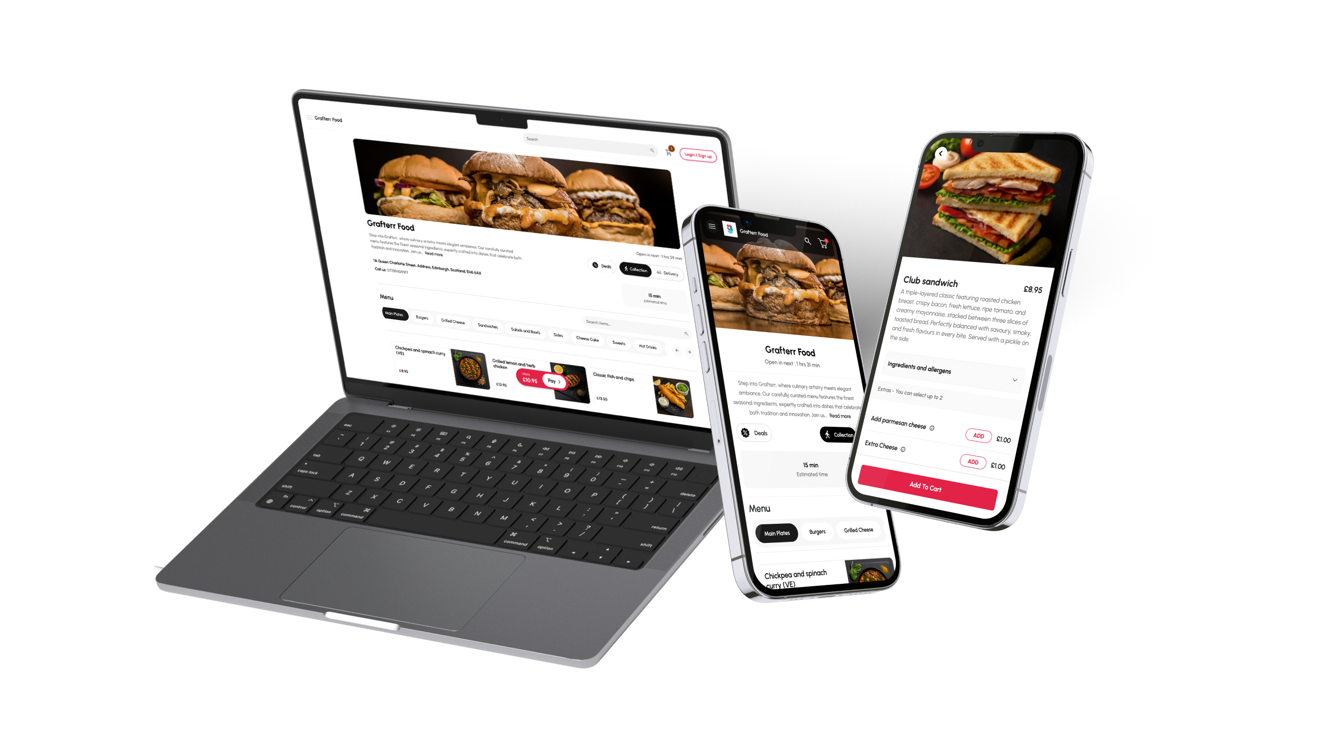 Grafterr Online Ordering on laptop and mobile